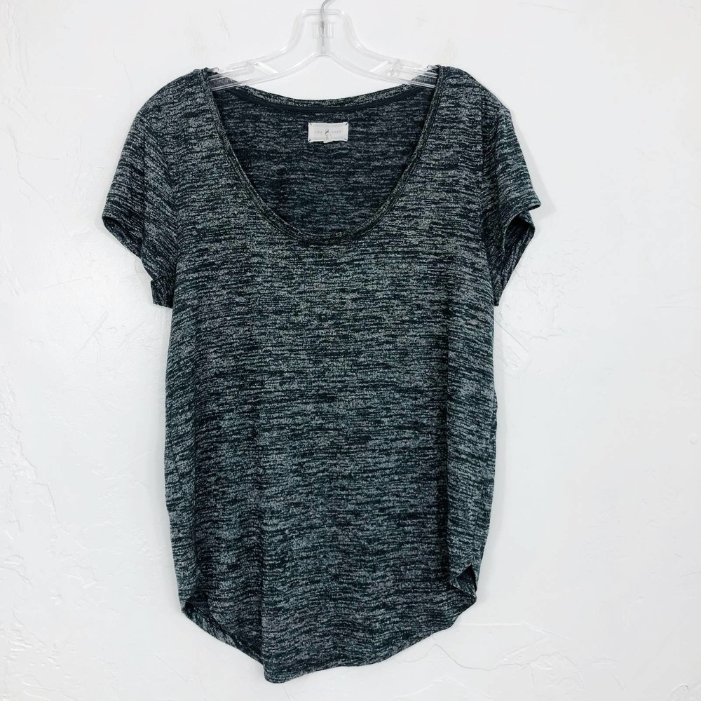 Lou & Grey Green & Gray Space-Dye Scoop Neck Shirt